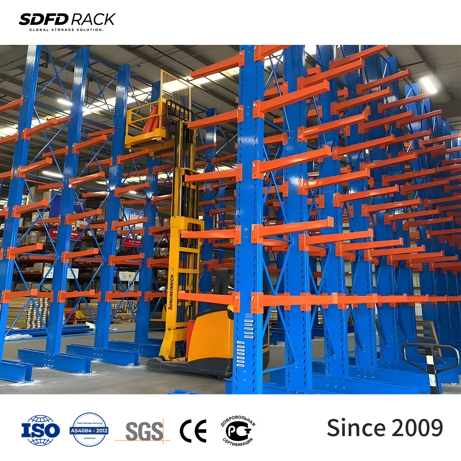 Heavy Duty Multi-Level Cantilever Racks with Adjustable Arms Custom Length Double-Sided Design for Outdoor Storage