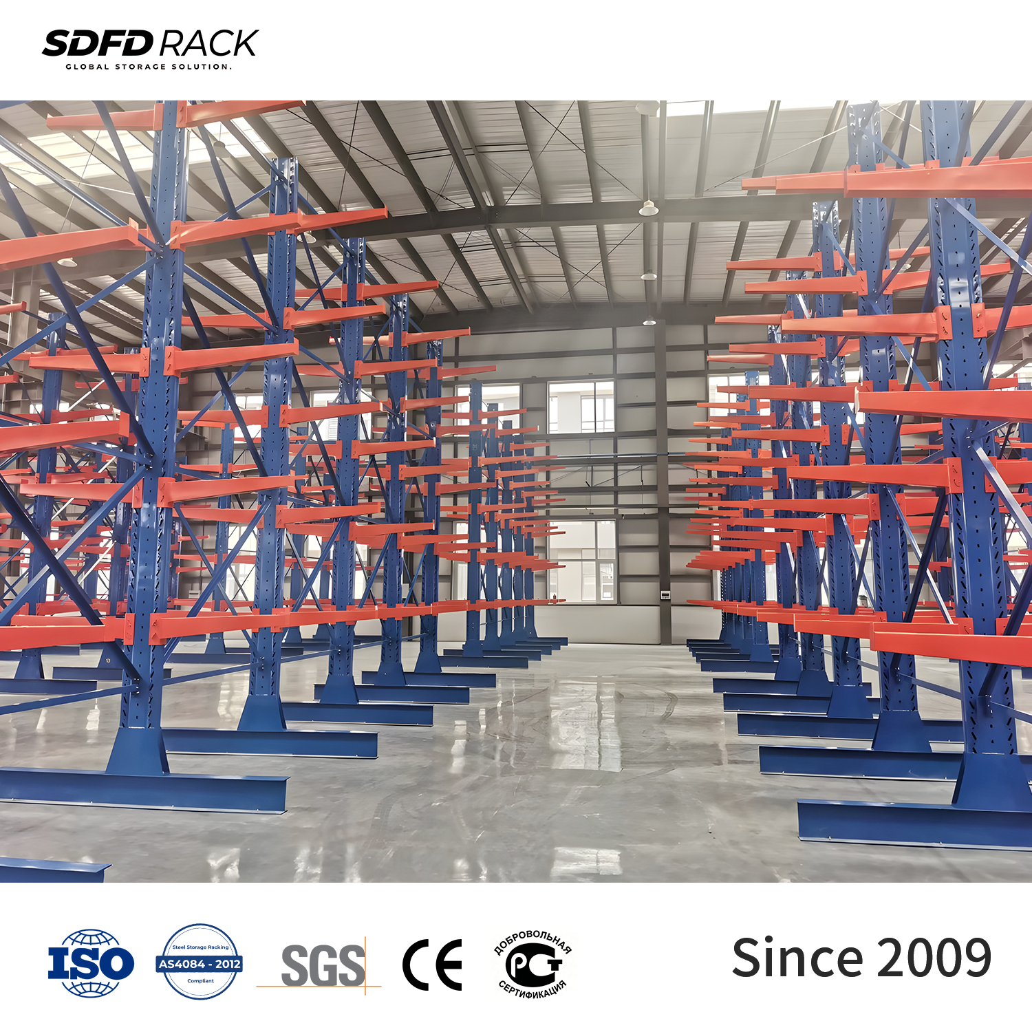 Heavy Duty Multi-Level Cantilever Racks with Adjustable Arms Custom Length Double-Sided Design for Outdoor Storage