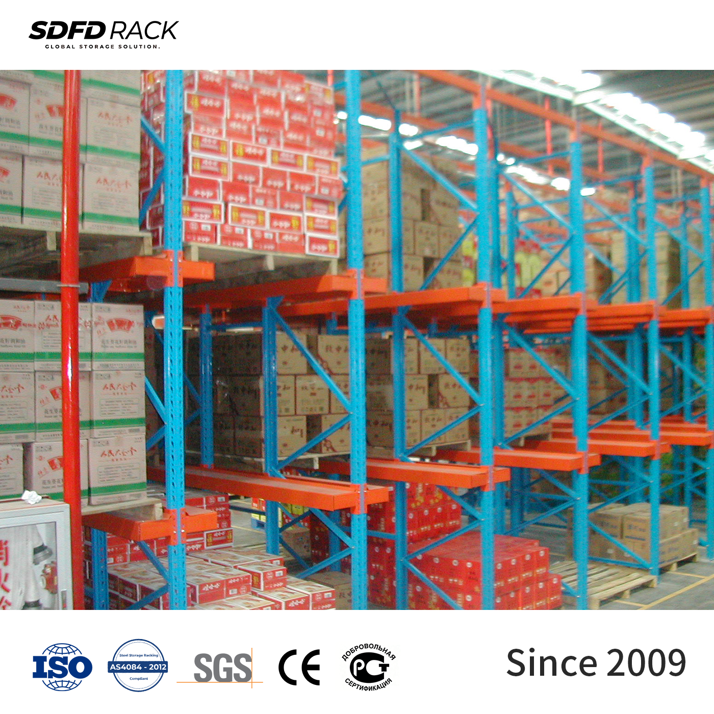 Direct Factory Powder Coated Cold Rolled Steel Heavy-Duty Industrial Drive-in Racking Solutions 3-Year Warranty Adjustable