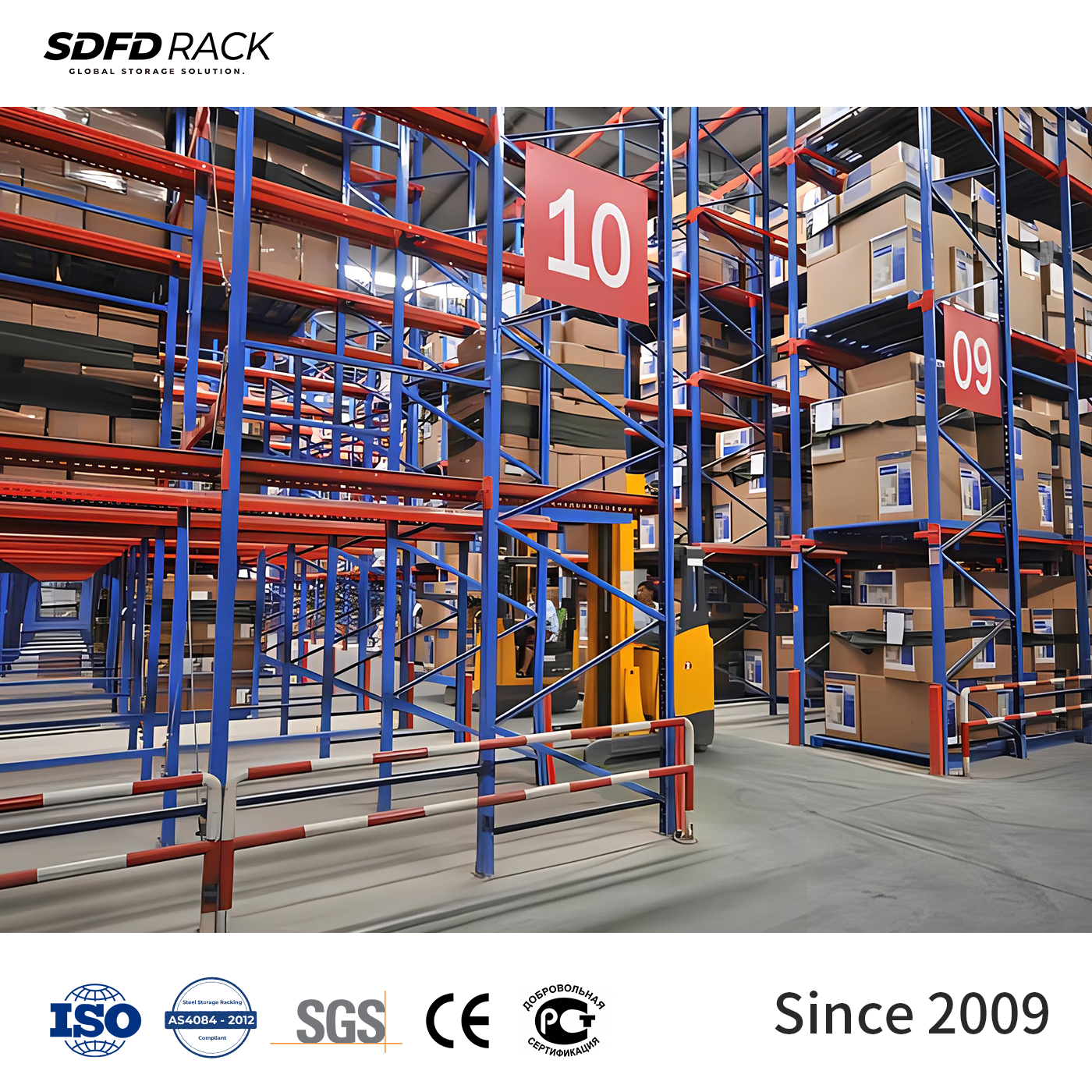 1000kg Heavy Duty 5 Layer Adjustable Steel Warehouse Pallet Racking LIFO Drive-In Rack System