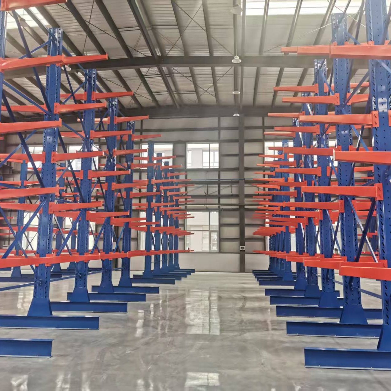 Heavy Load Cantilever Steel Shelving System for Construction Steel Rod and Tube Stock Storage
