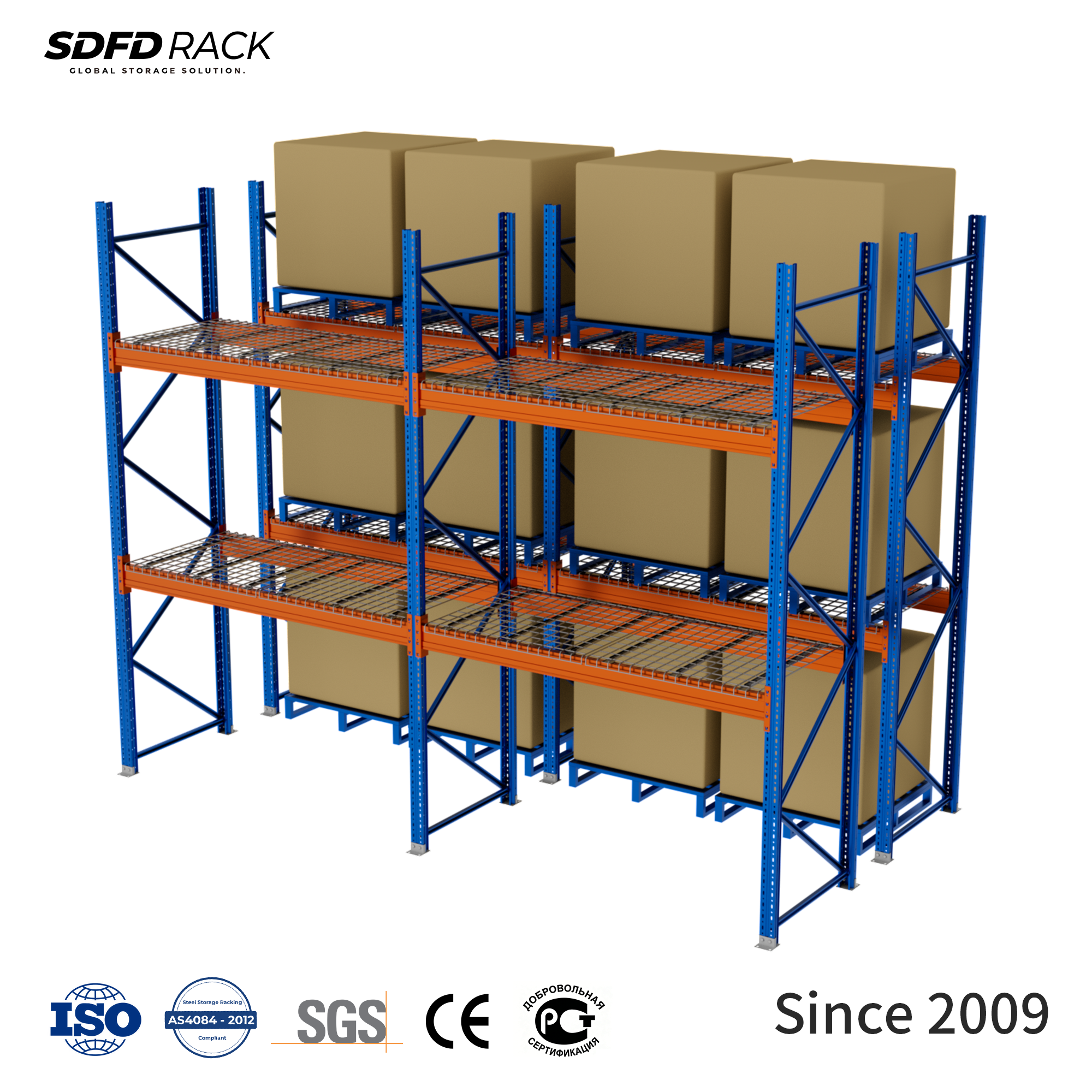Durable Industrial Heavy Duty Steel Selective Pallet Racking System Storage Steel Wire Mesh Decking Warehouse Pallet Racking