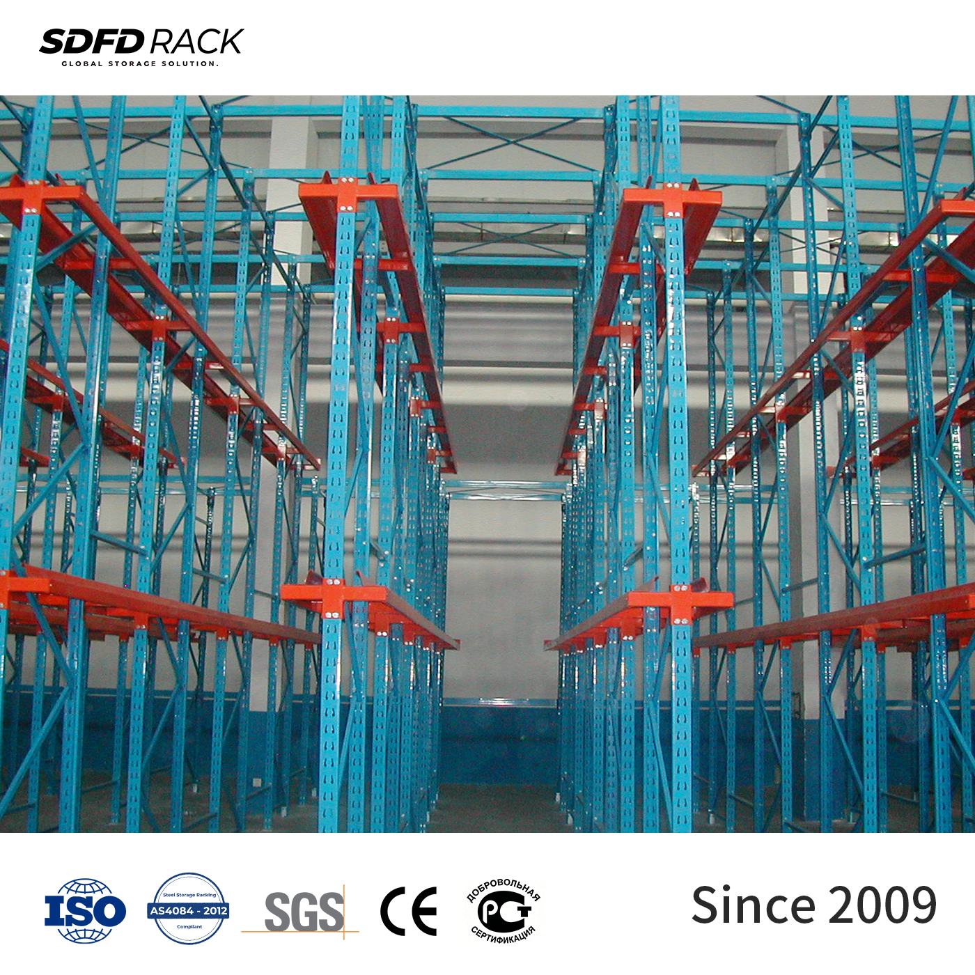 Warehouse Pallet Rack Durable Steel Metal Anti-Rust Powder Coated Storage Racking Customized Heavy-Duty Drive-in Rack CE
