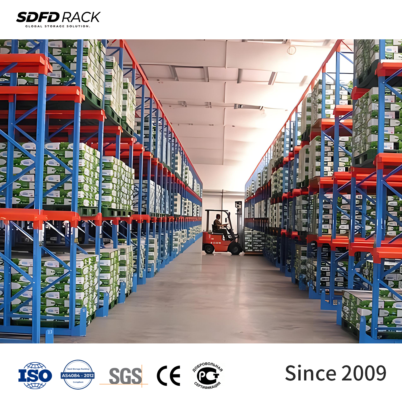 1000kg Heavy Duty 5 Layer Adjustable Steel Warehouse Pallet Racking LIFO Drive-In Rack System