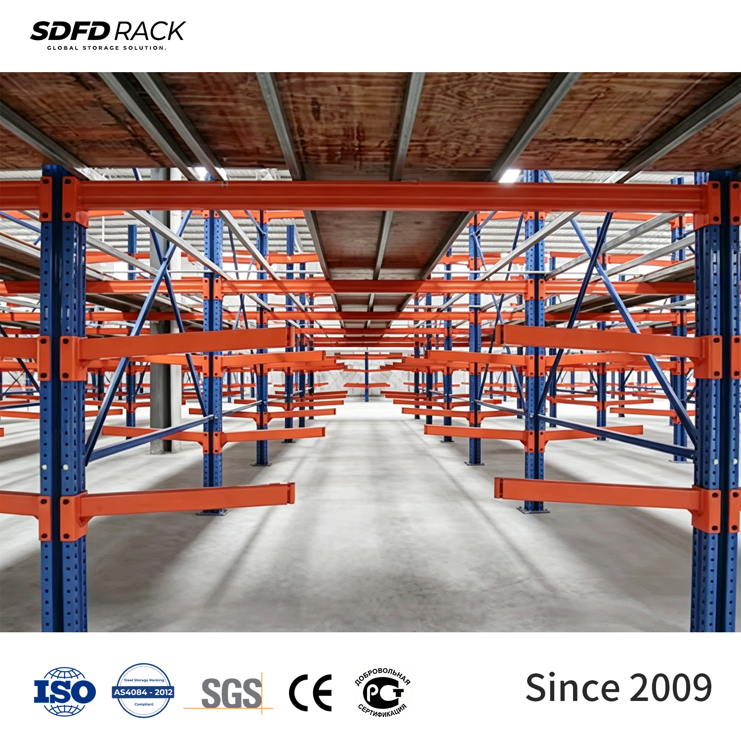 Industrial Cantilever Rack Heavy-Duty Storage Racks Solution for Long-Length Goods Like Pipes and Steel Bars With Adjustable Arm