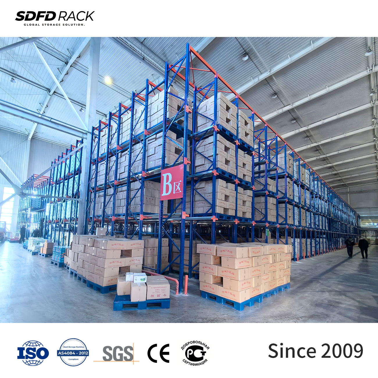 Industrial 5-Layer Drive-in Rack Storage Solution for Warehouses Enabling Forklift Access to Bulk Pallets FIFO/LIFO Options