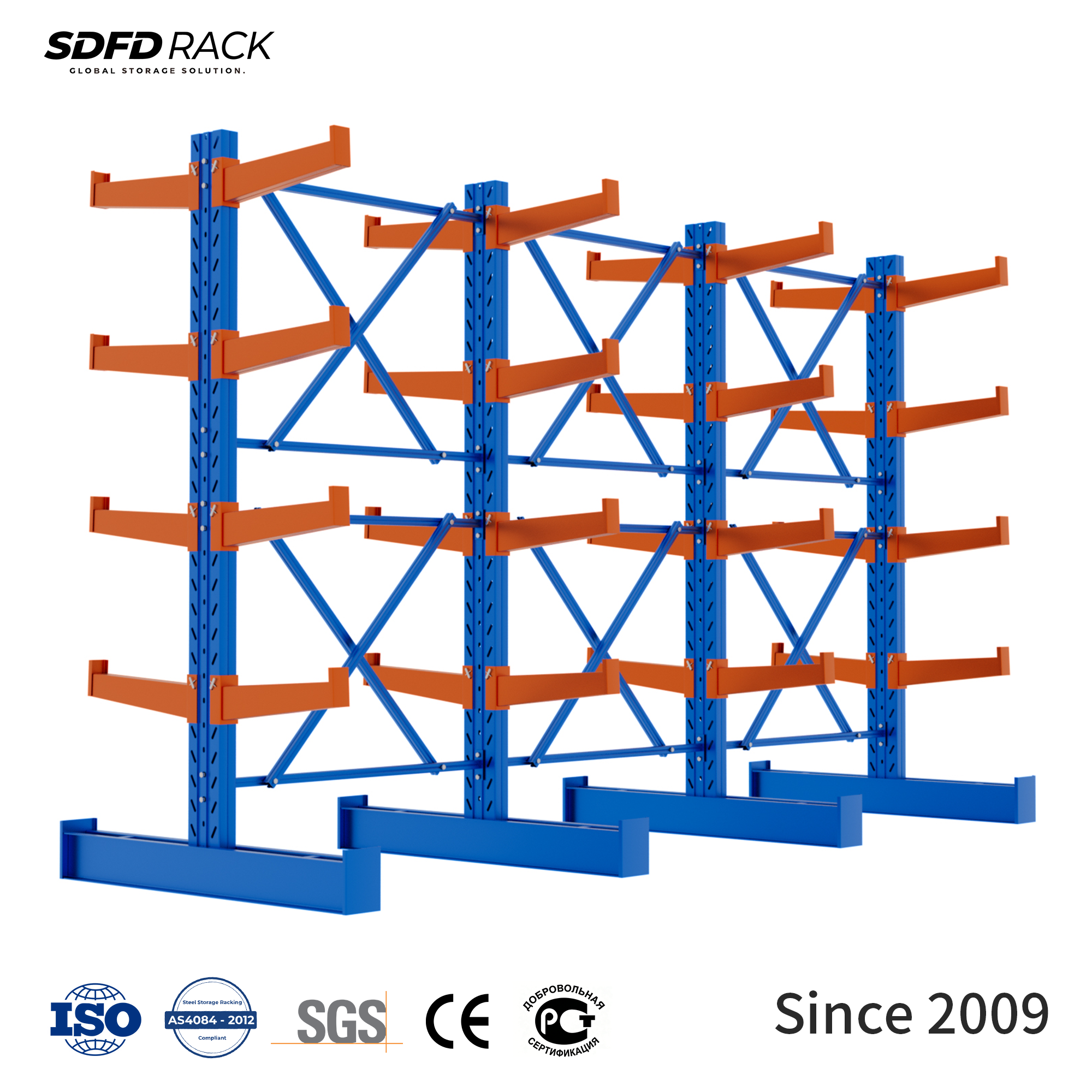 Adjustable Heavy Duty Durable Cantilever Racking System Space-saving Cantilever Rack for Warehouse Storage