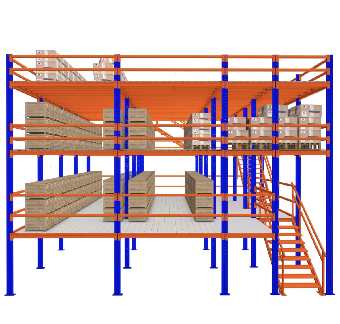 Mezzanine Platform Racking System Q235 Steel Heavy Duty Durable Anti-Rust Multi-Layer 100-5000kg/layer Powder Coated/Galvanized
