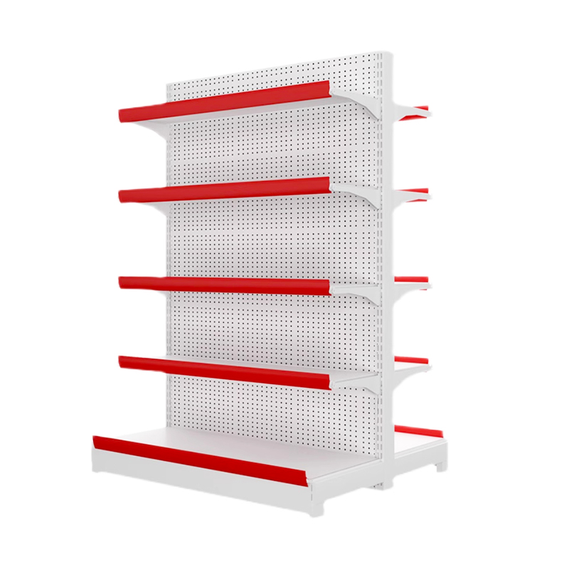 Double-Sided Metallic Light Duty Supermarket Shelves for Shopping Malls and Small Department Stores Display Racks