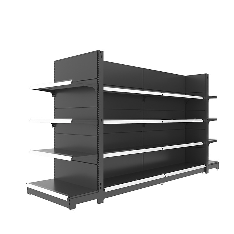 Double-Sided Metallic Light Duty Supermarket Shelves for Shopping Malls and Small Department Stores Display Racks