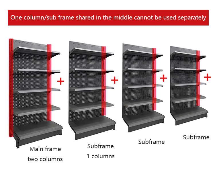 Double-Sided Light Duty Retail Display Racks Gondola Shelving Cold Steel Supermarket Shelves for Convenience Store & Drugstore