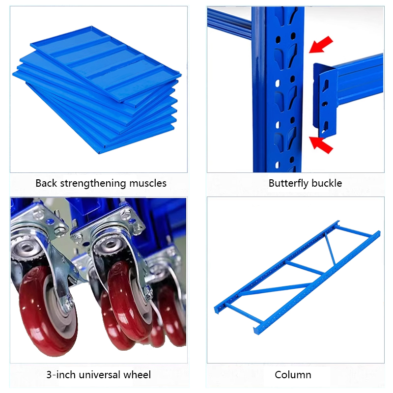 Metal Foldable Corrosion Protection Storage Rack Boltless Adjustable Thickened Heavy Duty Caster Wheel Rack Industrial Warehouse