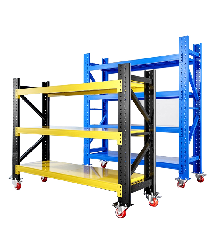 Metal Foldable Corrosion Protection Storage Rack Boltless Adjustable Thickened Heavy Duty Caster Wheel Rack Industrial Warehouse