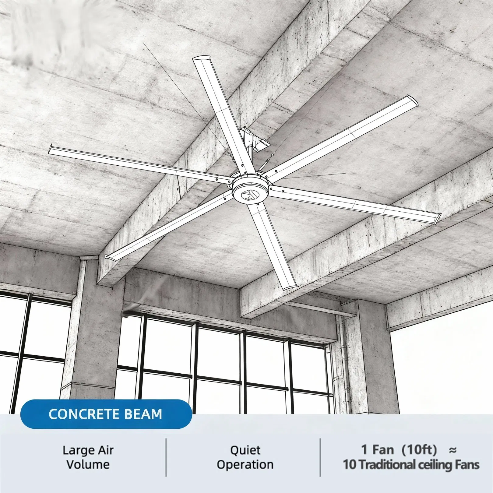 Energy-Efficient Industrial Hvls Ceiling Fan for Large Industrial Spaces and Warehouse