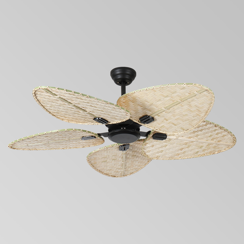 Wholesale Modern Ceiling Fan Without LED Light and Remote Control BLDC motor Reversible Bamboo ceiling fan Tropical style Palm