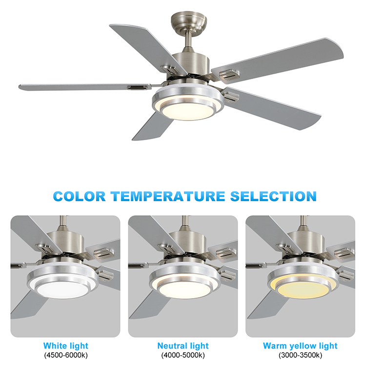 Popular Styles Decorative Indoor 52 Inch 5 Blades Reversible Motor Modern Led Ceiling Fan With Light