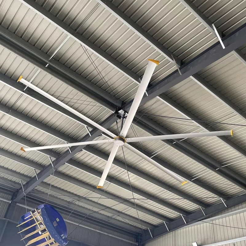 Commercial Large Giant Big Air Low Noise Ventilation Cooling Hvls Pmsm Industrial Ceiling Fan for Warehouse Gym Warehouse Workshop Showroom Airport