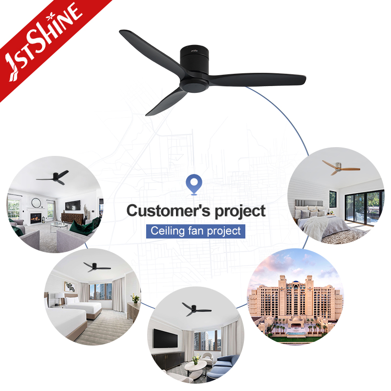 1stshine Ceiling Fan 52" Walnut Blades Matte Finish Flush Mount Design 6-Speed Remote Control Premium Wood Ceiling Fan