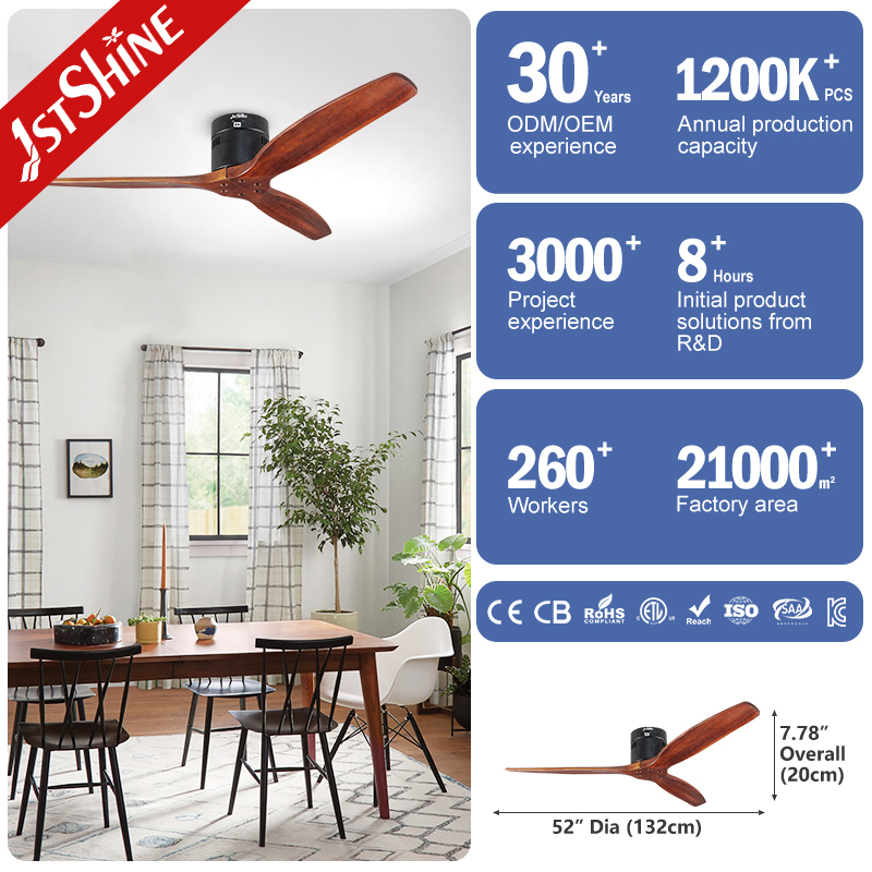 1stshine Ceiling Fan Apartment DC Motor Inverter Customize High Quality Flush Mount Ceiling Fan