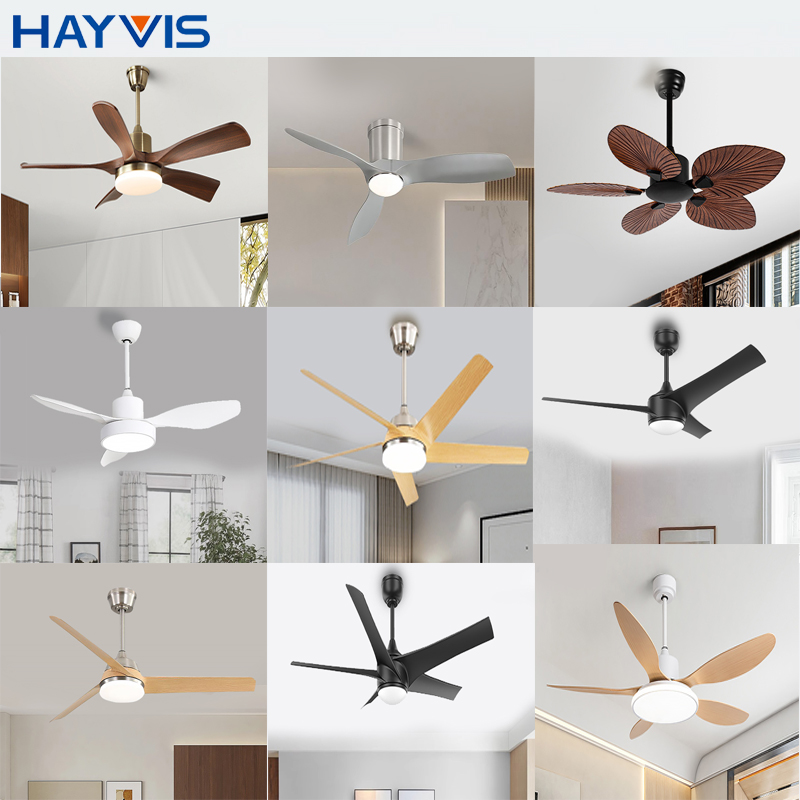 HAYVIS Custom Modern Indoor Living Room Home 52inch Remote Control DC Motor LED Ceiling Fan With Light