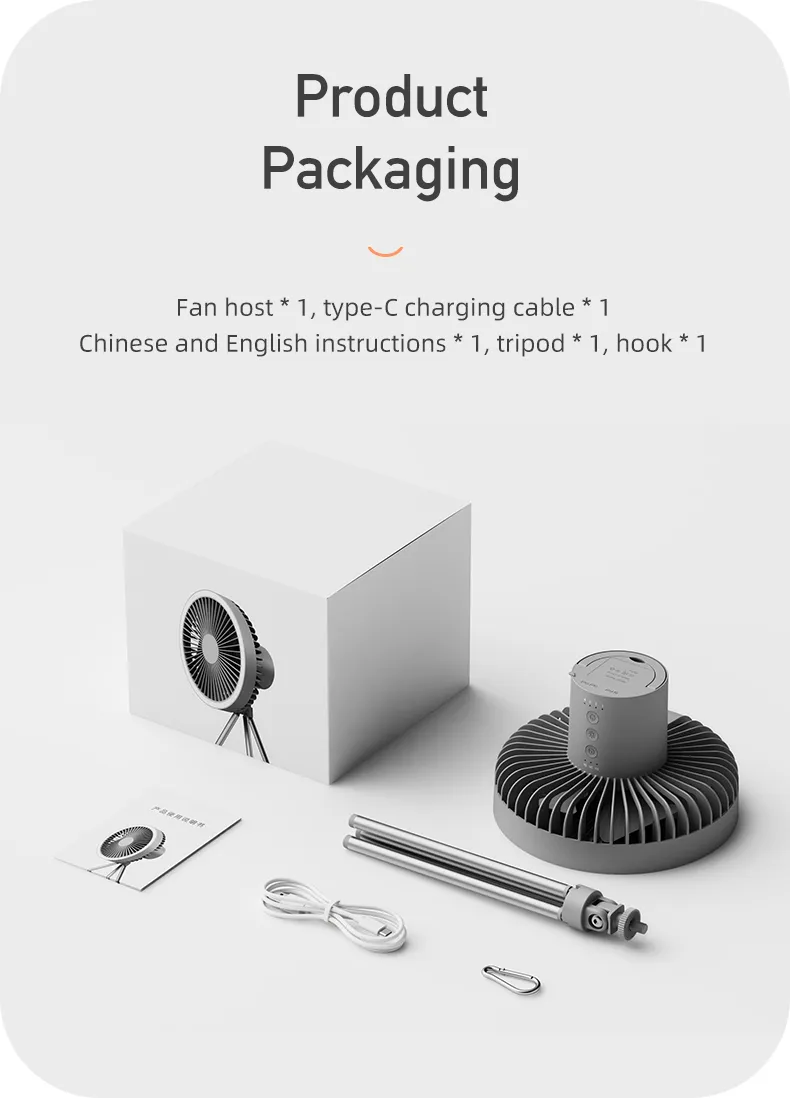 New Outdoor Tripod Fan Large Capacity Wireless USB Charging Camping Fan Portable Small Ceiling Fan Lamp