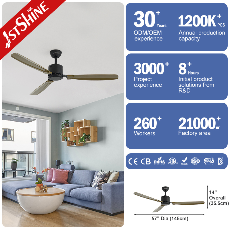 1stshine Manufacturer Fan Ceil Industrial Modern Abs Plastic Iron Bldc Ceiling Fan With 3 Plastic Blade