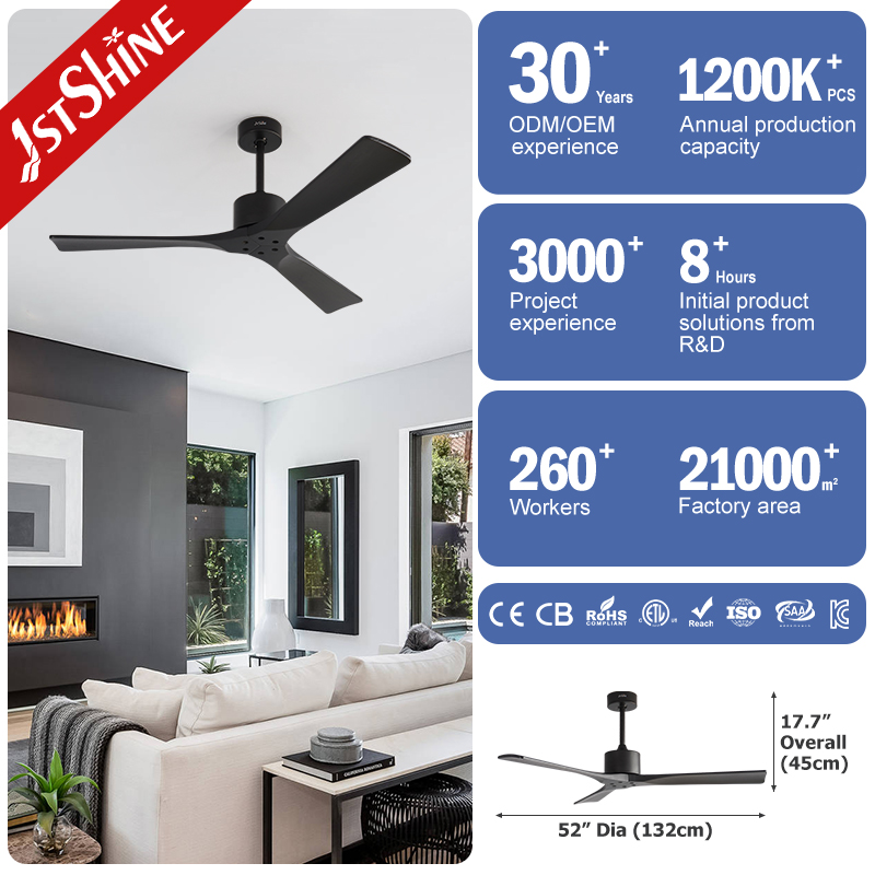 1stshine Ceiling Fan OEM Color Design Fancy Wooden Blades 6 Speeds DC Motor Ceiling Fan Without Light