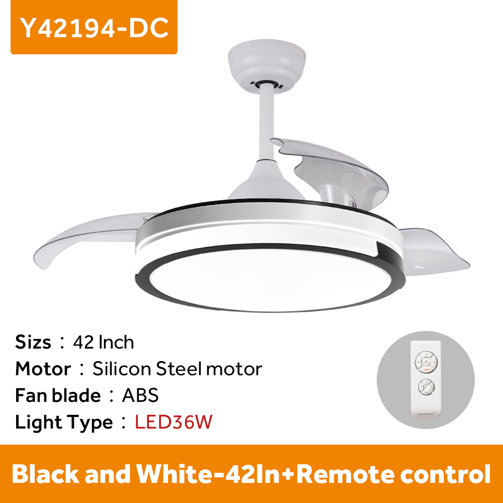 Modern 42-inch Decorative LED Ceiling Fan Light Invisible Ventilador De Techo Remote Control 3 Blades Iron Wood Material DC