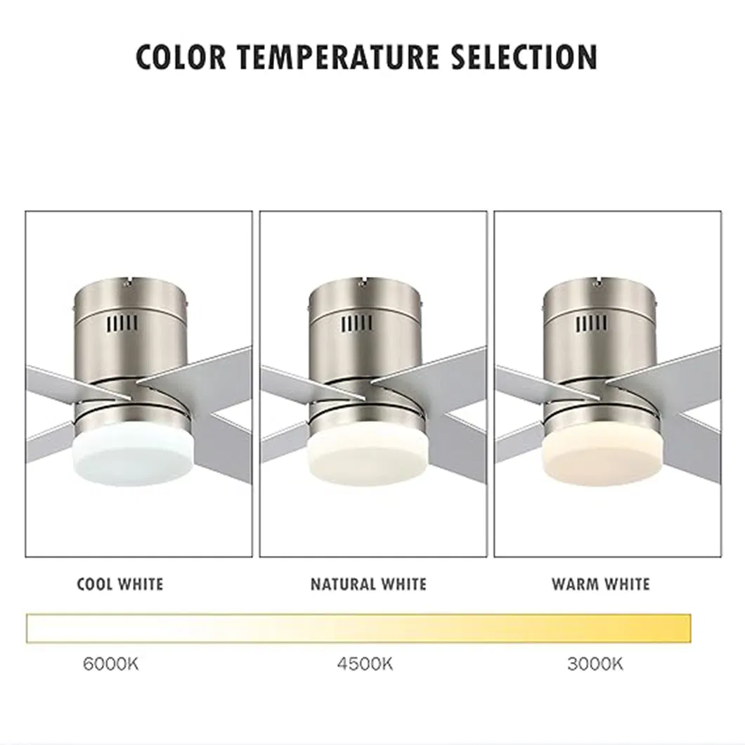 Modern LED Fan Lighting Remote Control Copper Motor Silver Ceiling Fan with Light