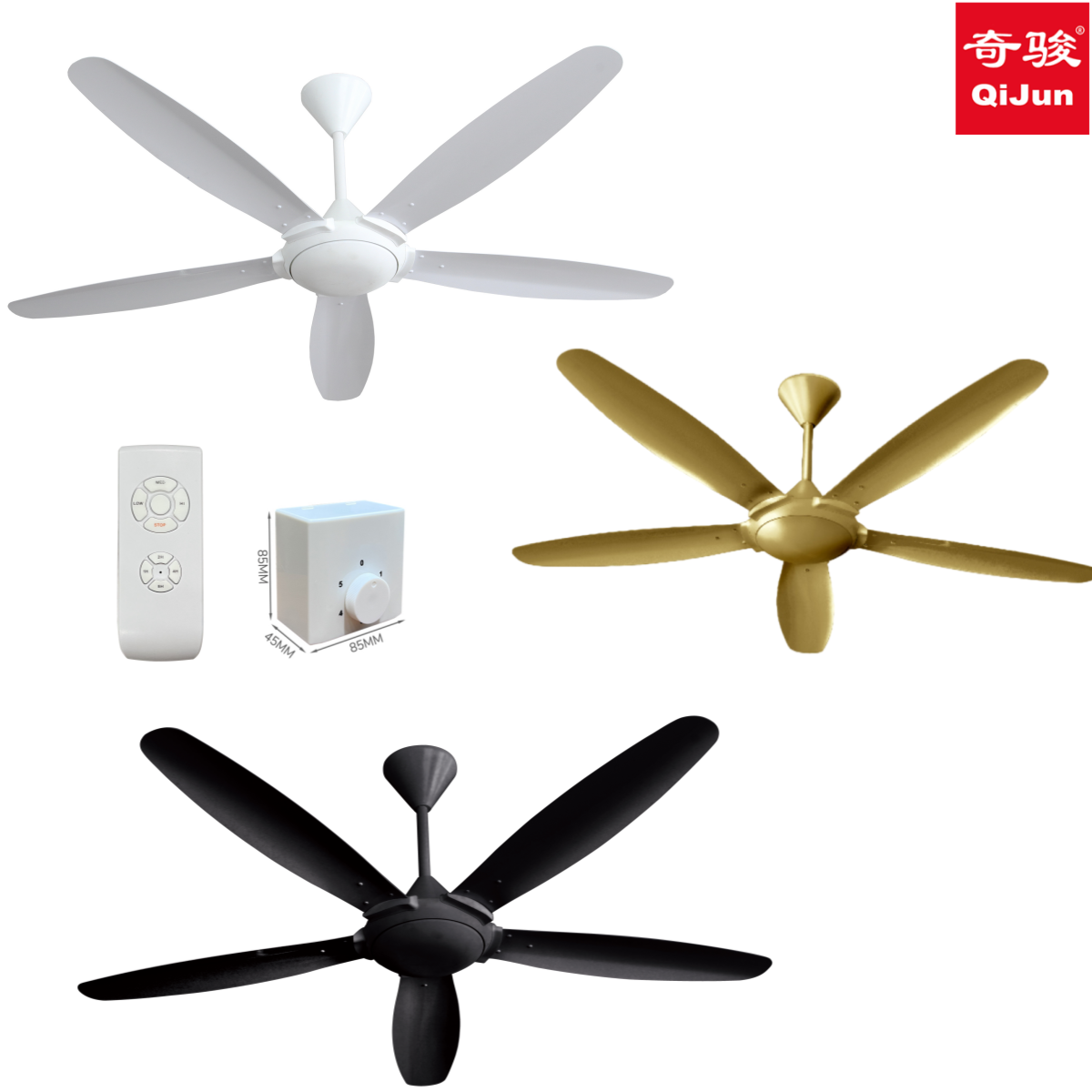 Modern Industrial Ceiling Fan CB Approved Copper Motor 5 Metal Blades with Remote Control or Regulator Control Fans