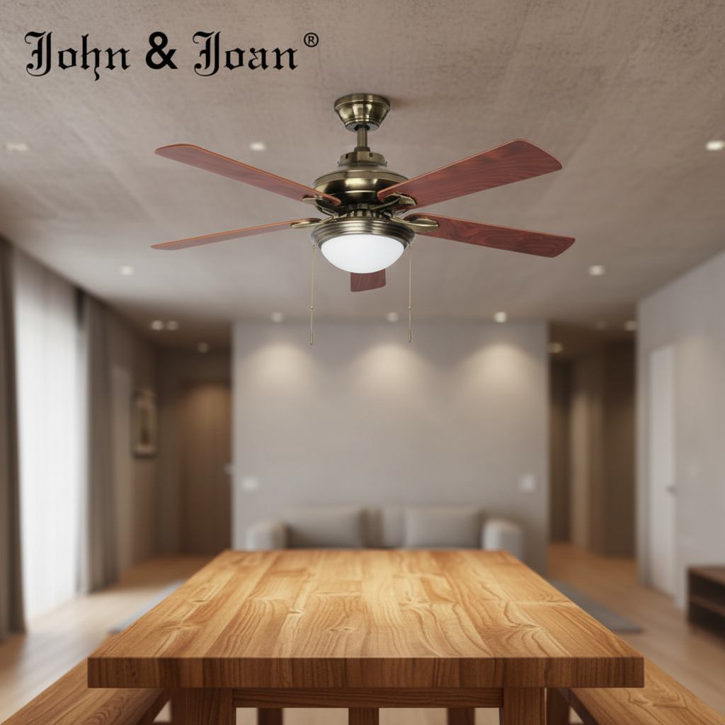 China Electric Metal Ceiling Fans with Mechanical Control Air Cooling for Household &amp; Hotel Use 5 Blades 52-Inch