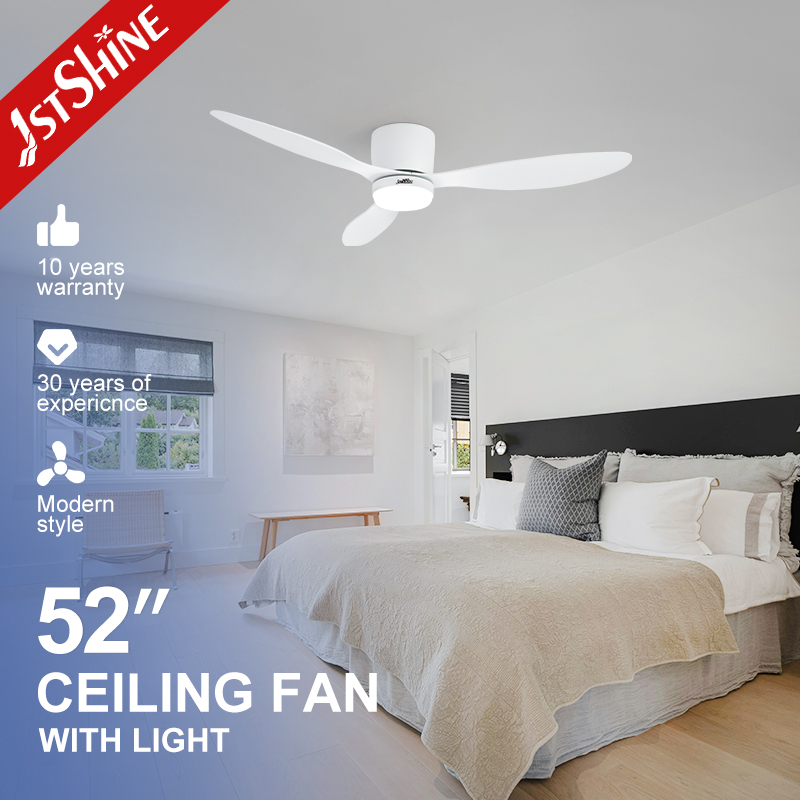 1stshine Korea Flush Mount Ceiling Fan With Light KC Certification 3 Blades Silent Motor Minimalist White Bedroom