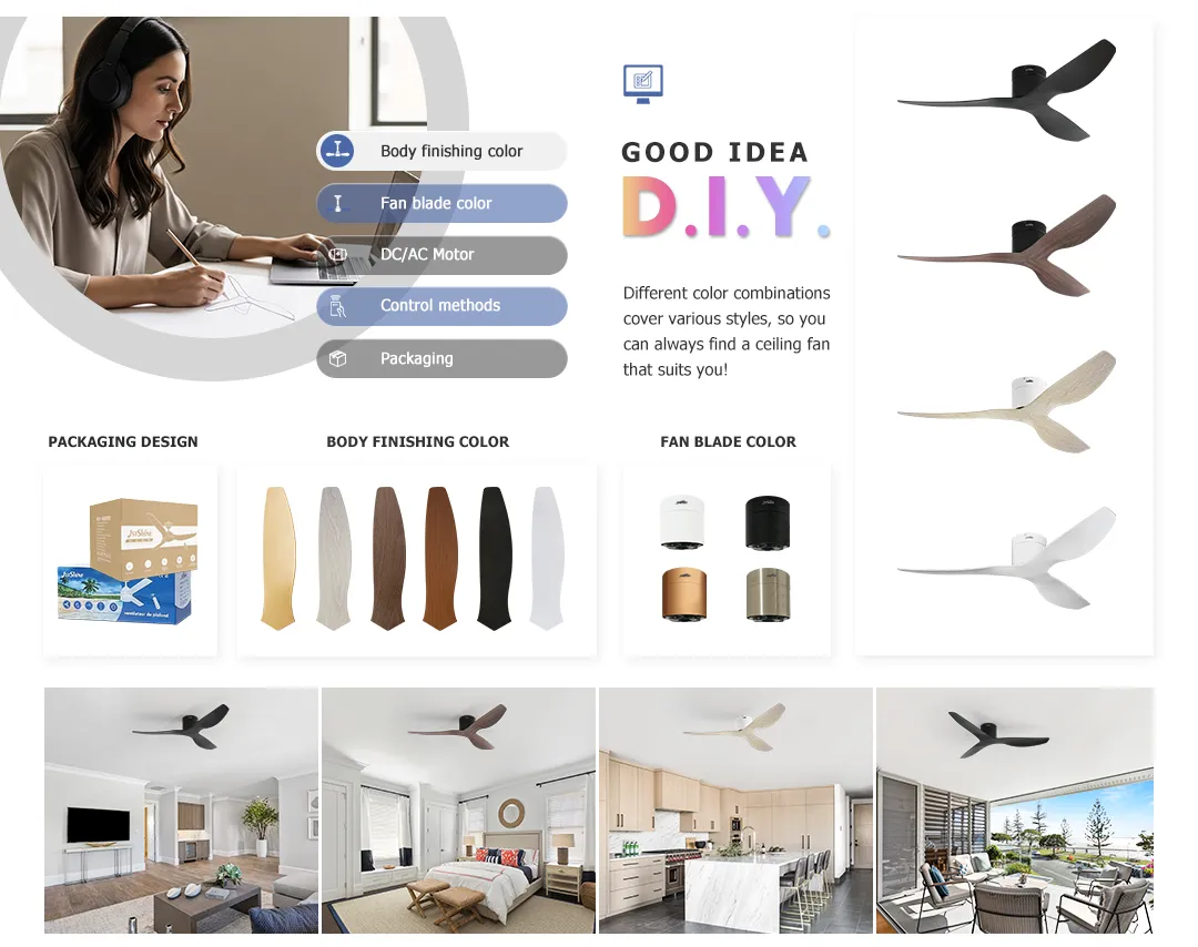 Ceiling Fan Low Profile 3 ABS Blades Smart Remote Control Space Saving DC Ceiling Fan