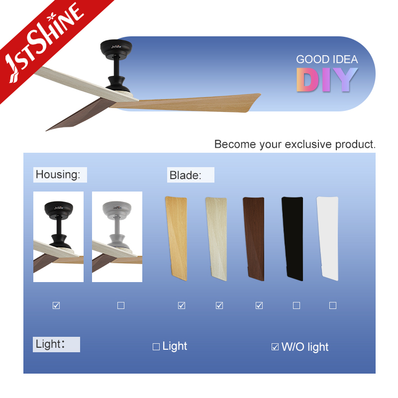1stshine Ceiling Fan Factory OEM D. I. Y ABS Blades Energy Saving Smart Remote Ceiling Fan
