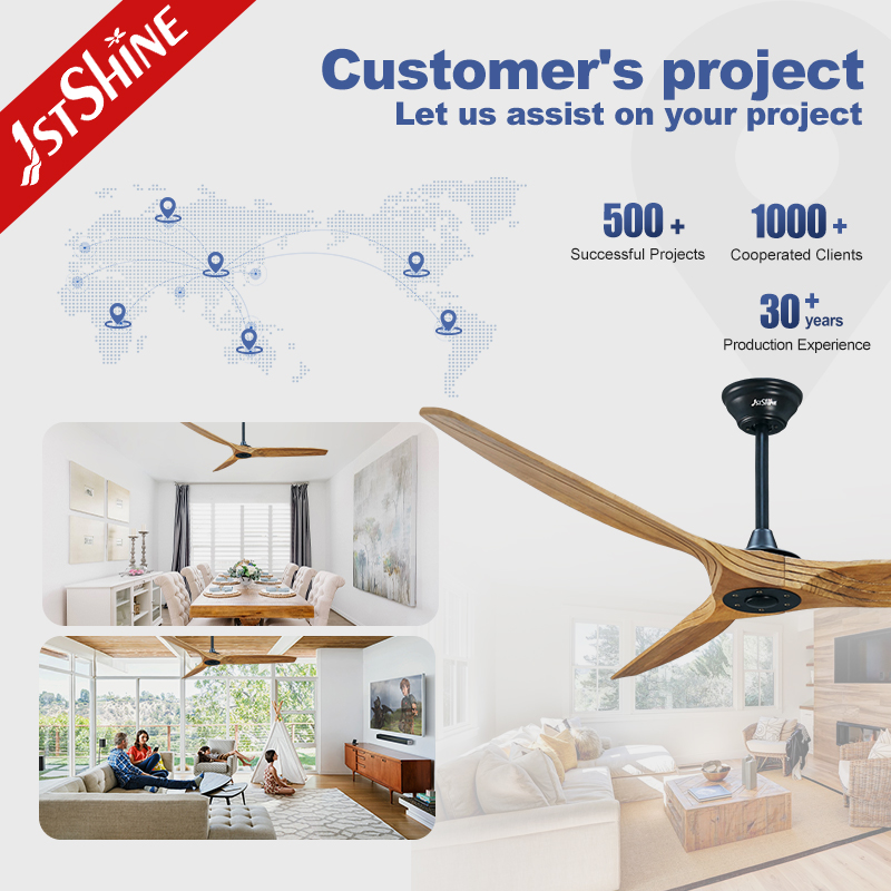 1stshine Ceiling Fan 2026 Graceful Lower Noise Smart Remote Control Wooden High Quality Ceiling Fan