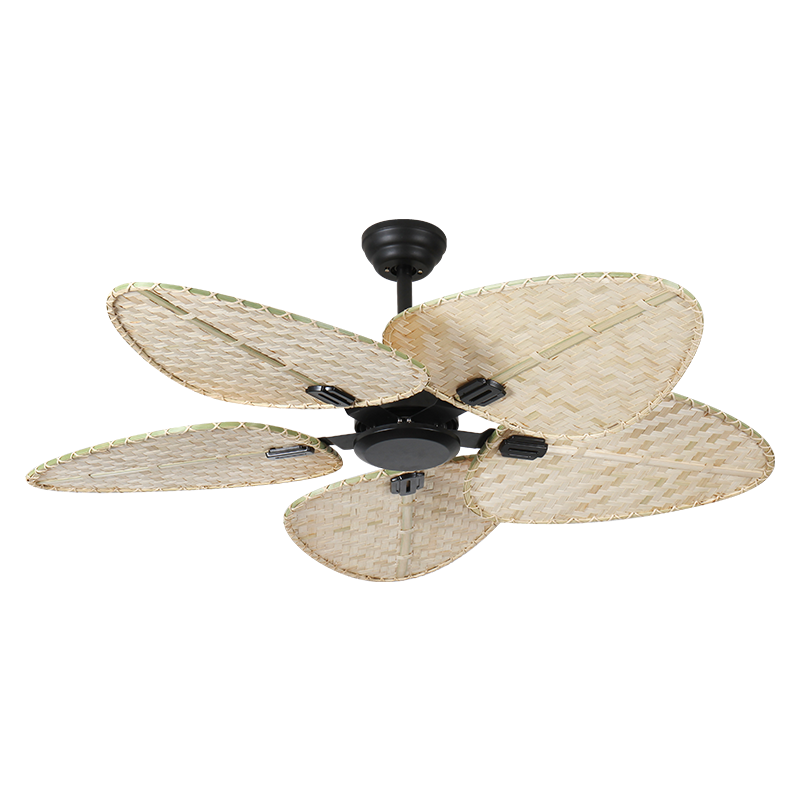 Wholesale Modern Ceiling Fan Without LED Light and Remote Control BLDC motor Reversible Bamboo ceiling fan Tropical style Palm