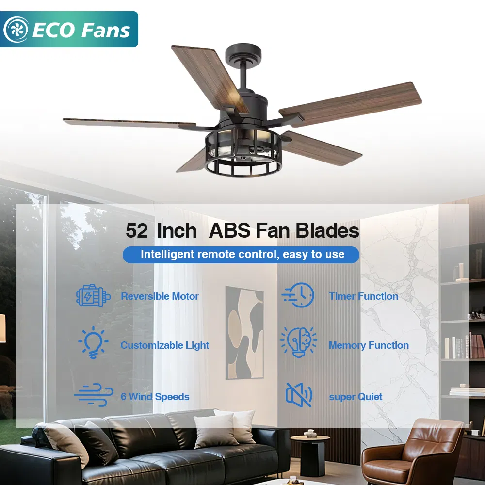 Whisper Quiet Ceiling Fan with Energy Efficient Motor for Bedroom