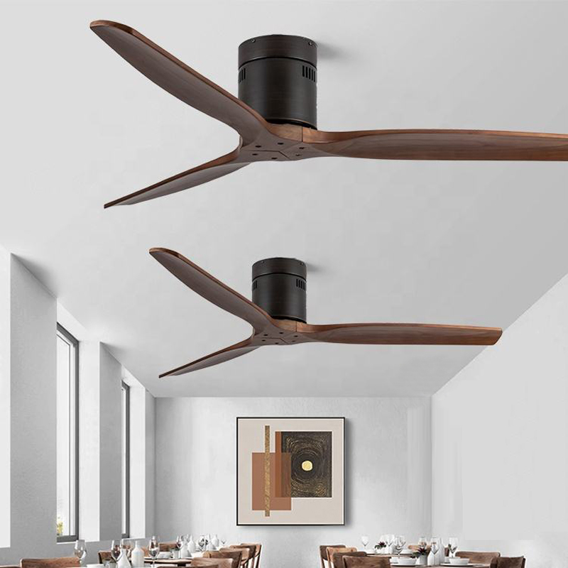 Tuya Control Modern Simple Wooden Ceiling Fan Without Lamp Fan Bedroom Fashion Decorate With Solid Wood 52 Inch Ceiling Fans