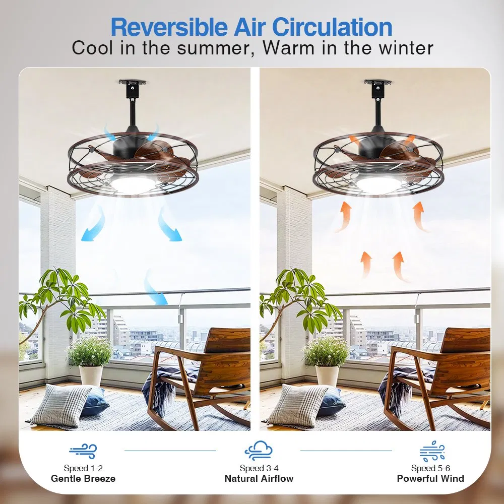 Ceiling Fans with Lights, 20 Inch Waterproof Ceiling Fan with Light and Remote, Reversible DC Motor, , Dimmable, for Balcony