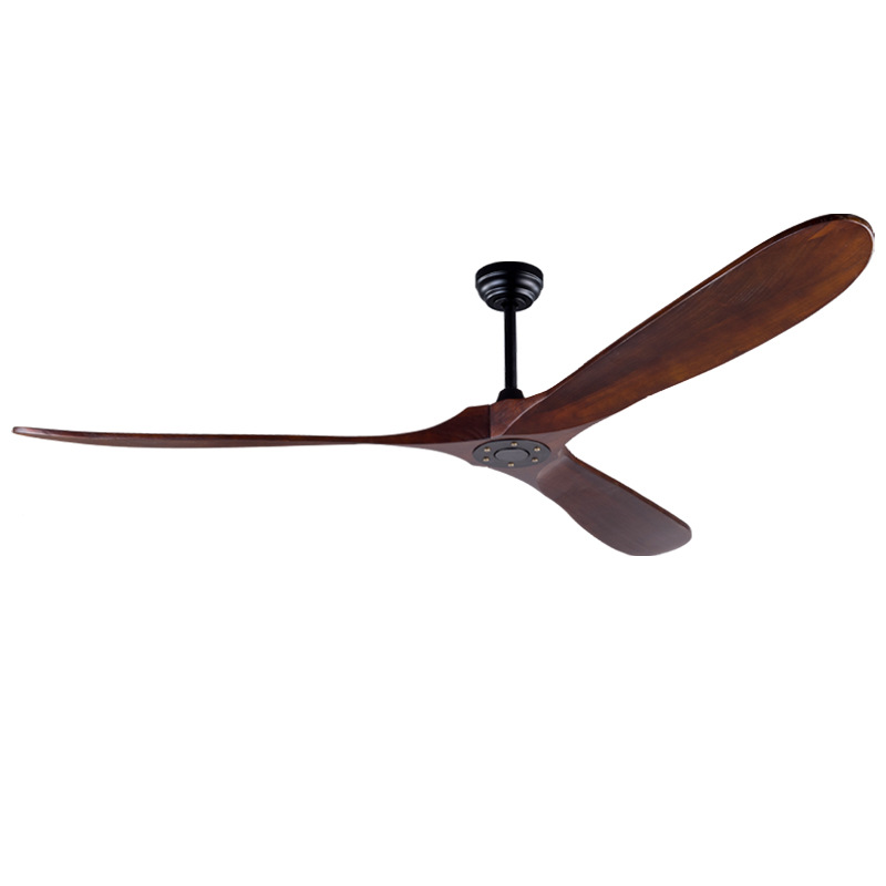Modern Electric Outdoor Hotel Use Remote Wall Control Large Real Wooden Blade Ceiling Fan Without Light