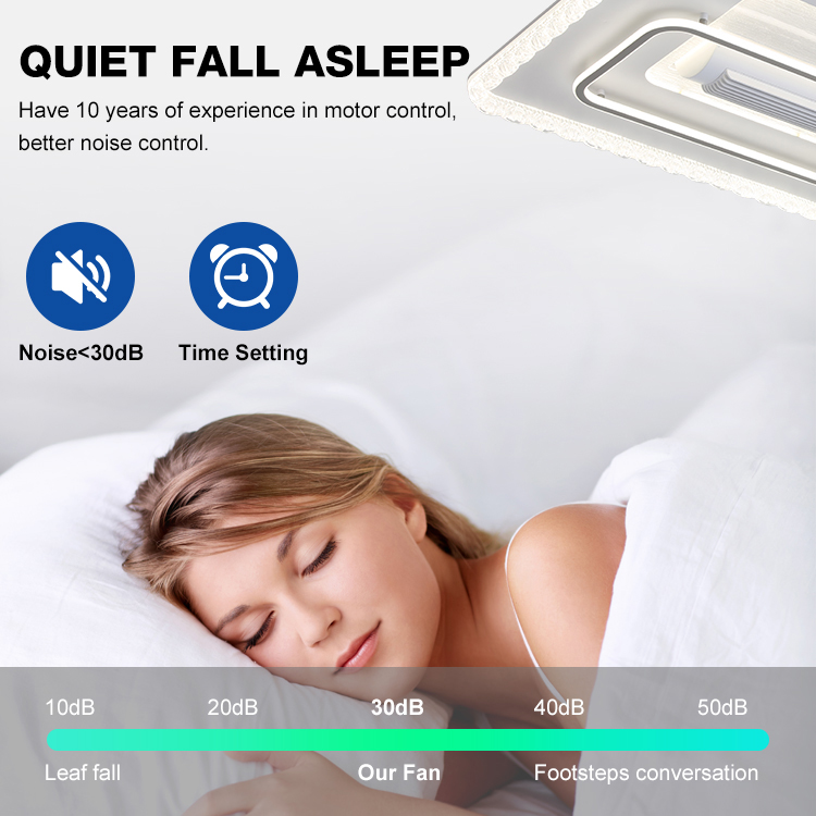 2025 Decorative Square Shape Slient Recessed Bladeless Ceiling Fan With Led Light and Remote