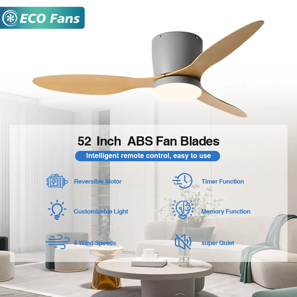 Hot Sell 52 Inch Flush Mount Ceiling Fan Indoor Use with Integrated Light Fan