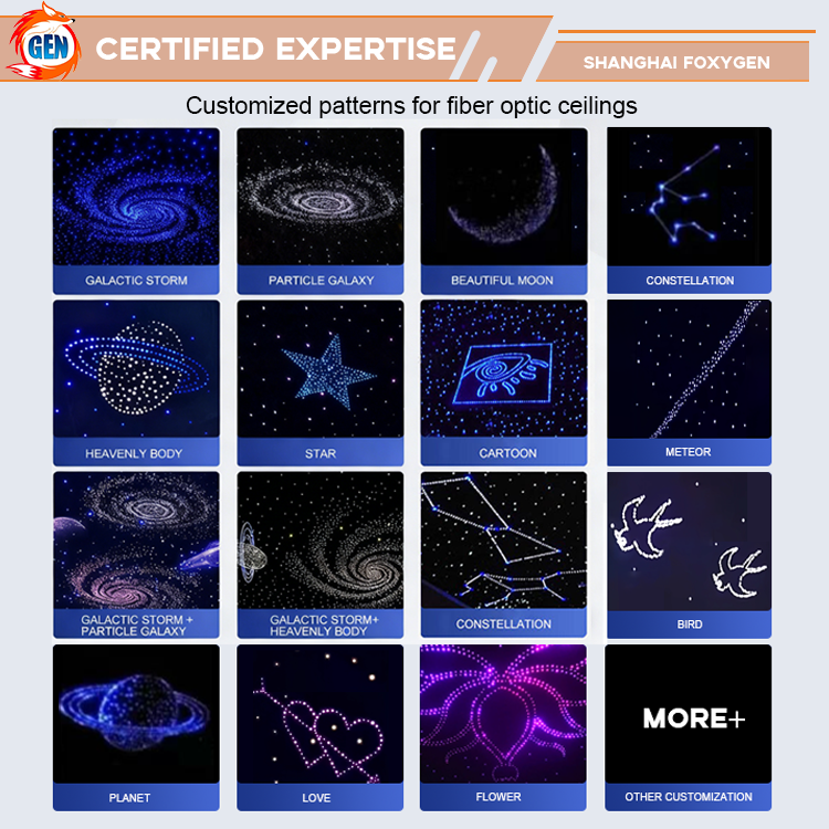 FOXYGEN Custom Shooting Star Ceiling Systems Fiber Optic Star RGB Light Panels Fiber Optic Starlight Ceiling Acoustic Panels