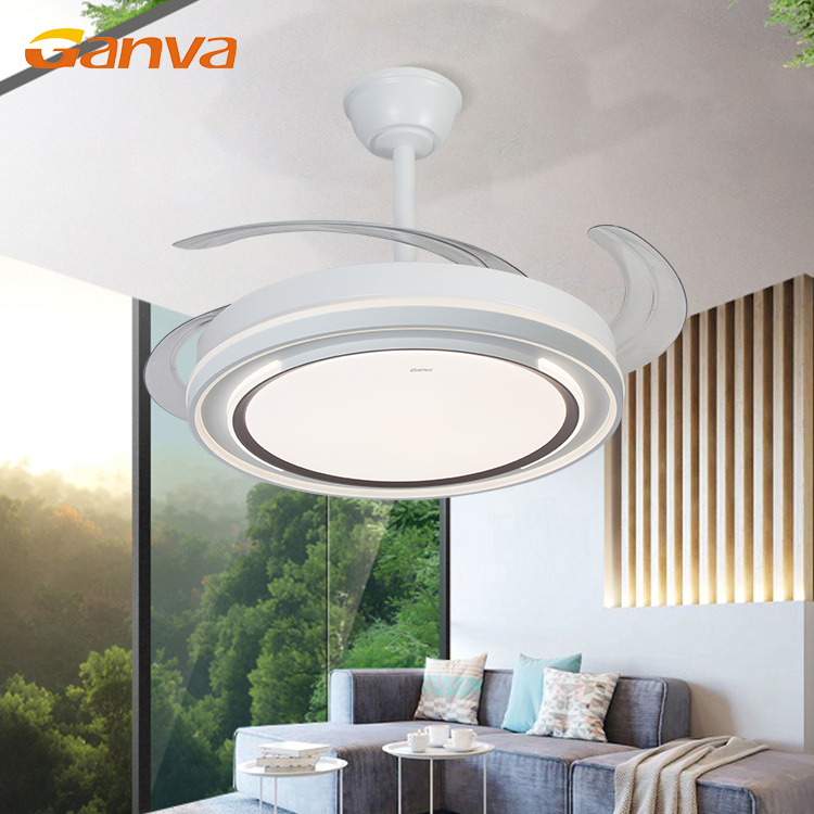 High Brightness Low Noise Reversible Motor 6 Speeds Adjustable Indoor Bedroom Led Invisible Ceiling Fan with Light