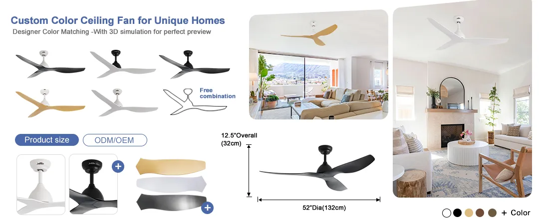 Ceiling Fan with DC Motor High Speed Smart Modern White 52 Inches Ceiling Fan