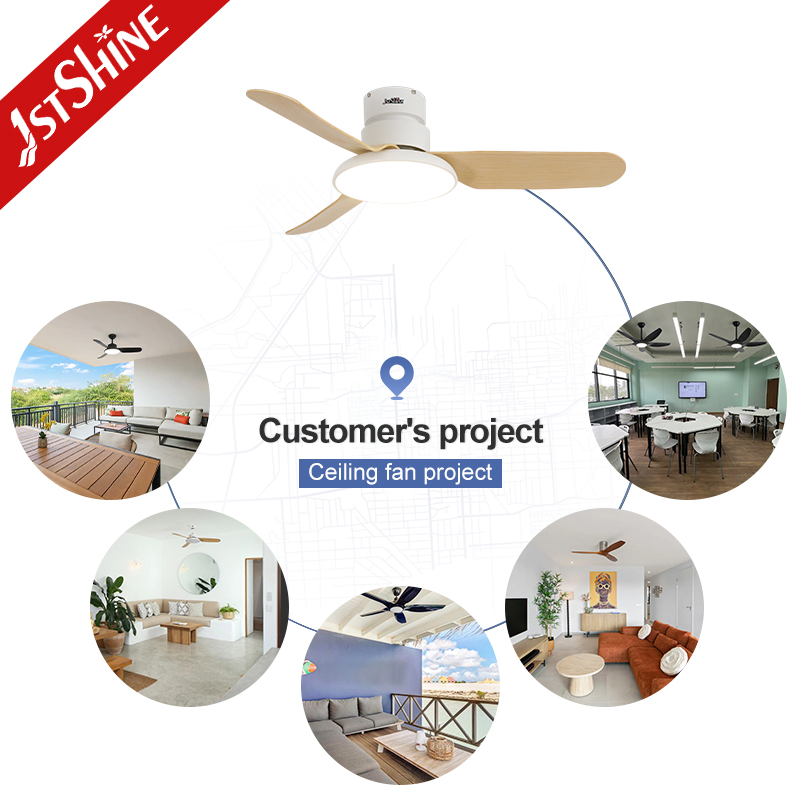 1stshine Plastic Ceiling Fan Light Low Profile Quiet LED Ceiling Fan with Light and Remote Control