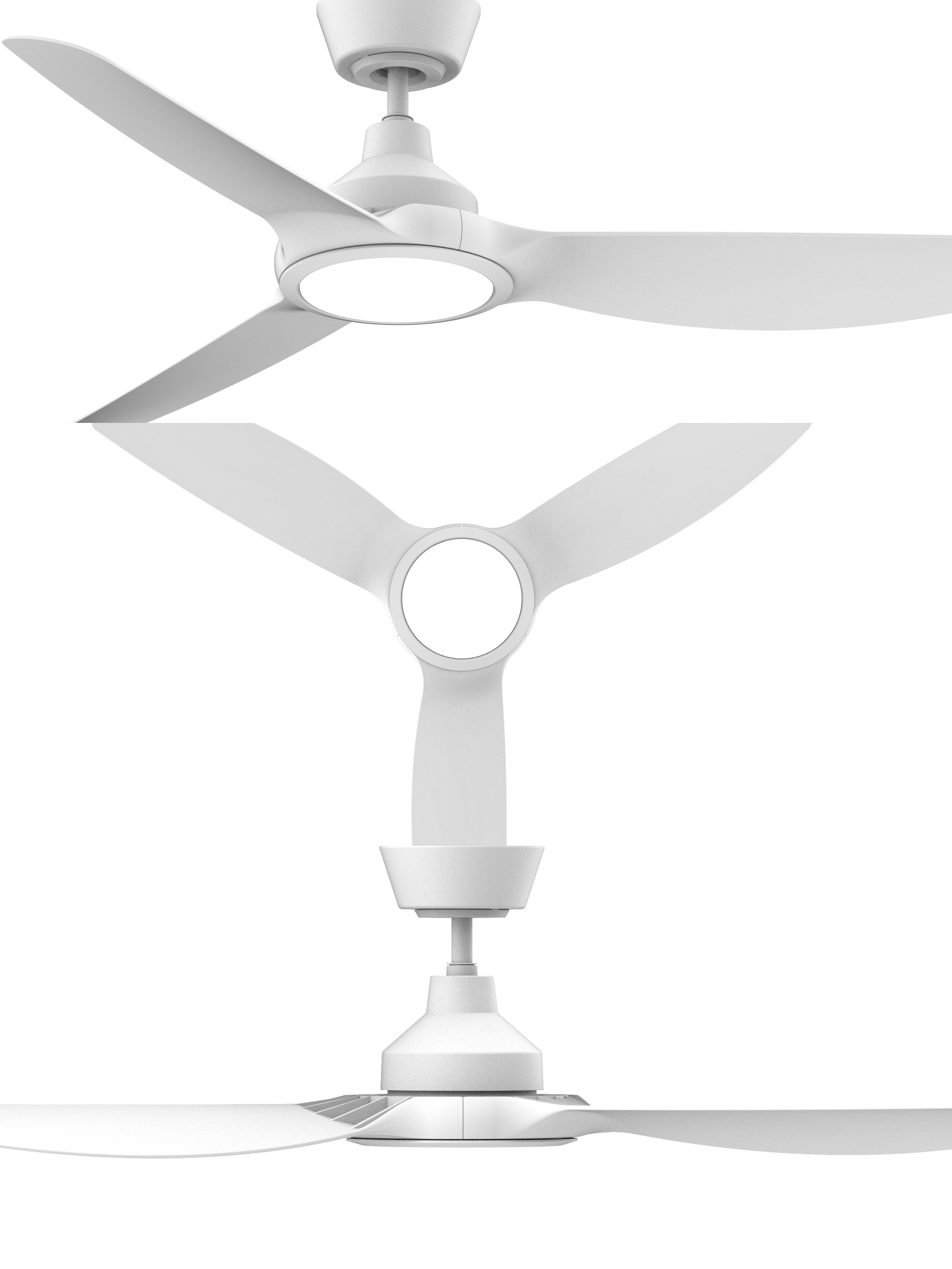 Modern 52-Inch White LED ABS Leaf Ceiling Fan Remote Control DC Motor Air Cooling Fan Energy Saving Quiet Design Light Bedroom