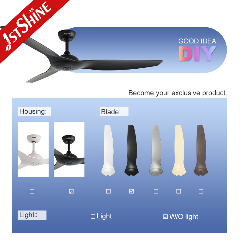 1stshine Ceiling Fan 60 Inches Black Plastic Reversible BLDC Motor Ceiling Fan with Remote Control