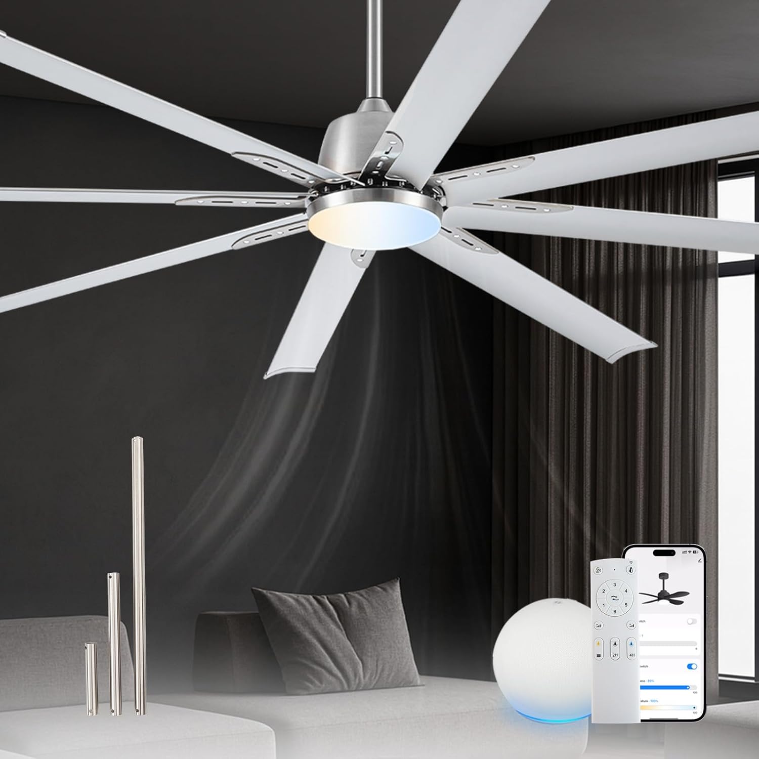 Modern Mini 20-Inch LED Ceiling Fan with Light DC/AC Motor Remote Control Acrylic Body for Bedroom Decor Made in China