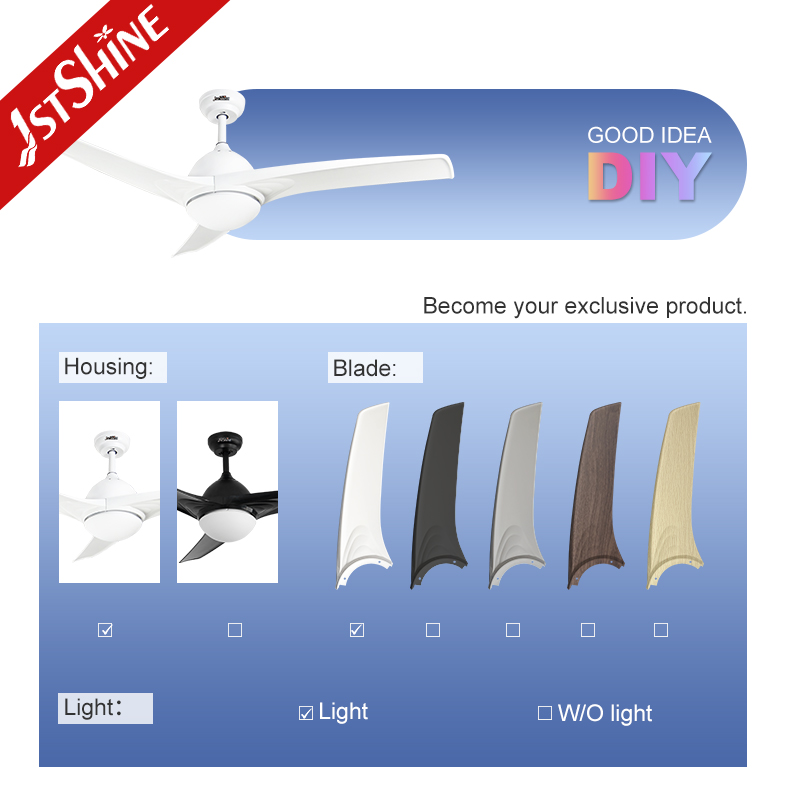 1stshine Ceiling Fan Hava Sogutma Fani ABS Tavan Vantilatoru Isikli Uzaktan Kumandali Plastik Bicakli Tavan Pervanesi